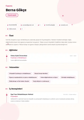 Fizyoterapist Cv Örnekleri cv indir
